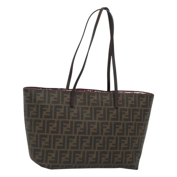 FENDI Zucca Canvas Tote Bag PVC Black Brown - Picture 1 of 15